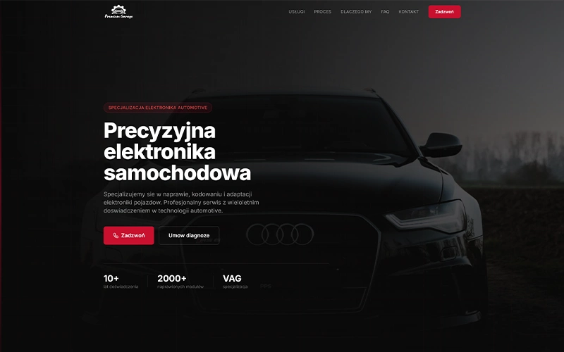 Strona internetowa dla warsztatu samochodowego – Modern Creative