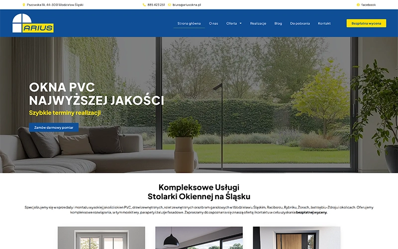 Strona internetowa dla salonu okien i drzwi – Modern Creative